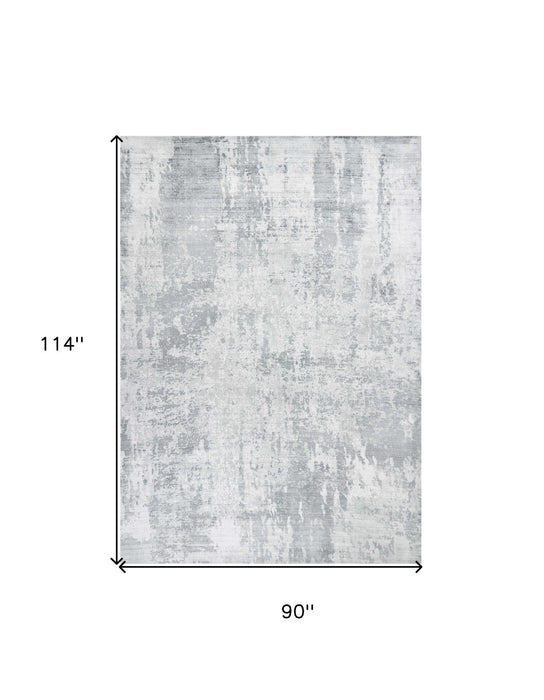 8' x 10' Hand Loomed Abstract Brushstroke Indoor Area Rug - Dew Gray