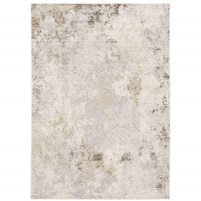 8' x 11' Abstract Power Loom Stain Resistant Area Rug - Beige Ivory Tan Gray And Brown