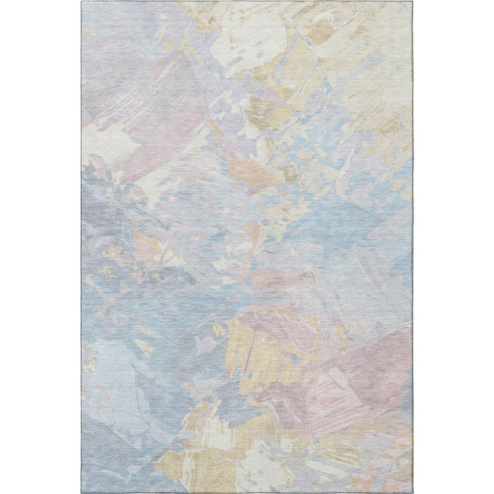 10' X 14' Abstract Washable Area Rug With UV Protection (697986) - Sky Blue / Beige / Mauve