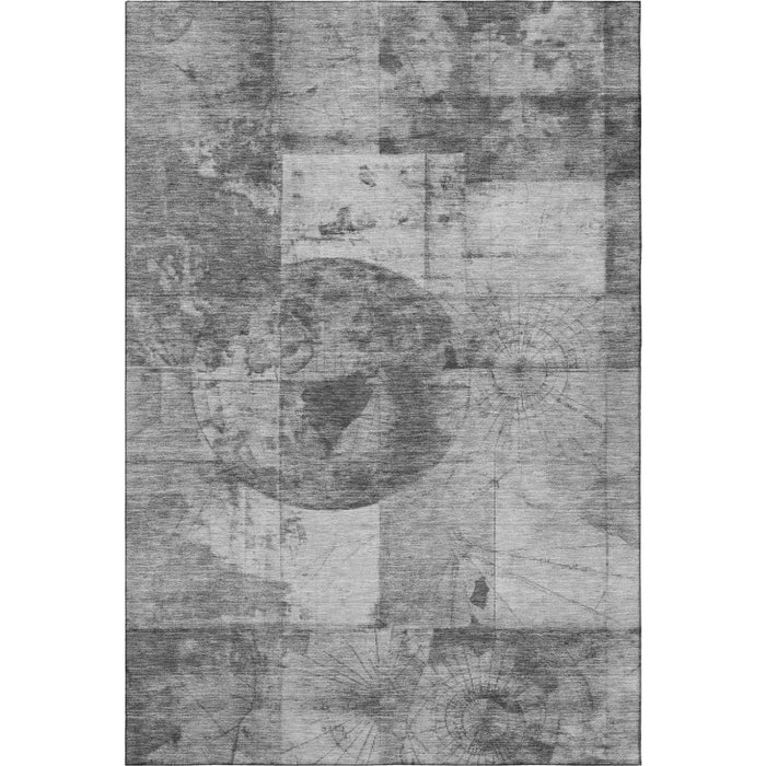 10' X 14' Geometric Washable Area Rug With UV Protection (707665) - Gray / Silver