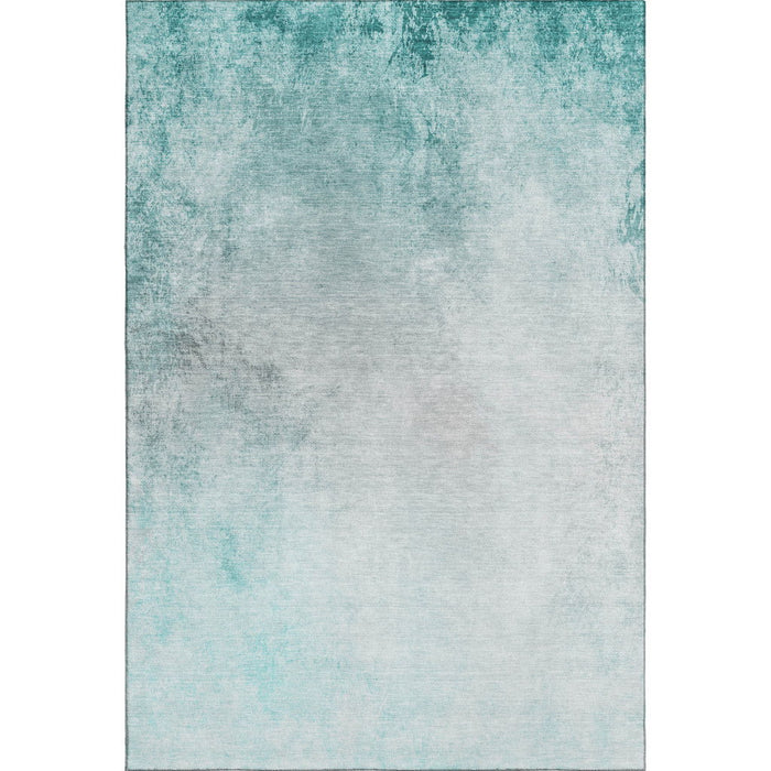 9' X 12' Abstract Washable Area Rug With UV Protection (650913) - Teal / Ivory