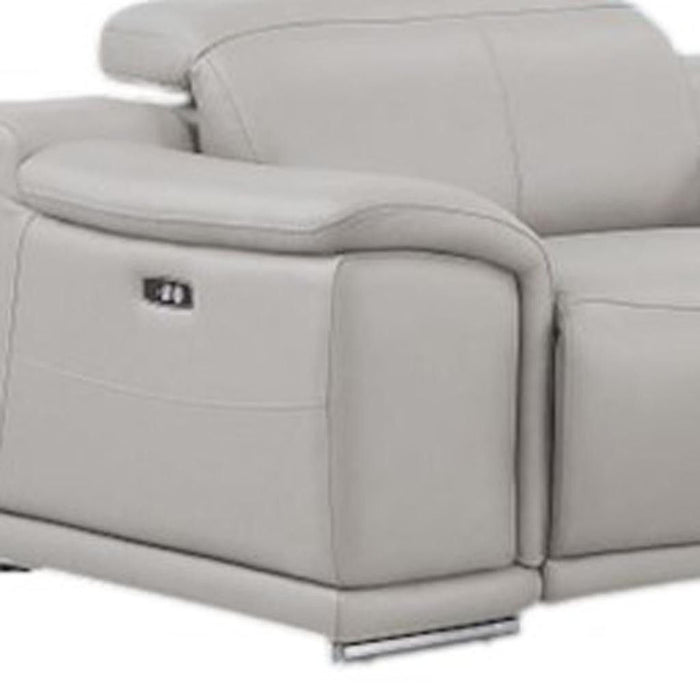 Leather Modular L-Shaped Seven Piece Corner Sectional With Console - Ash / Gray