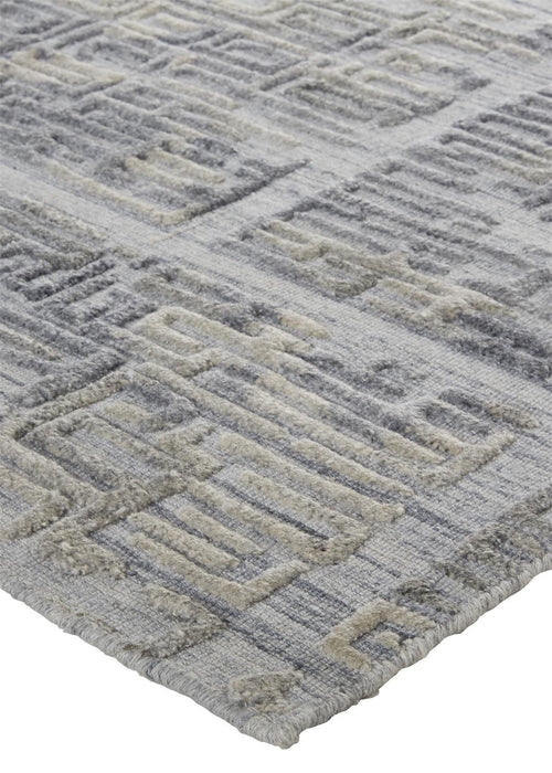 5' x 8' Abstract Hand Woven Viscose Area Rug - Gray And Ivory
