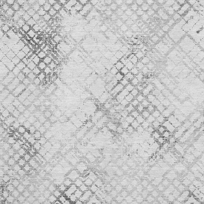 10' X 14' Abstract Geometric Washable Area Rug Polyester With UV Protection - Gray And Silver