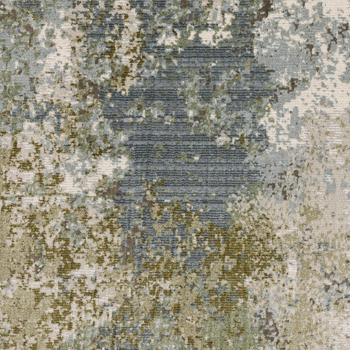 6' x 9' Abstract Power Loom Stain Resistant Area Rug - Blue Gray Green And Beige