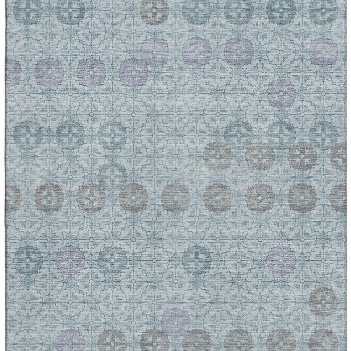 10' X 14' Geometric Washable Area Rug With UV Protection (705959) - Teal / Gray
