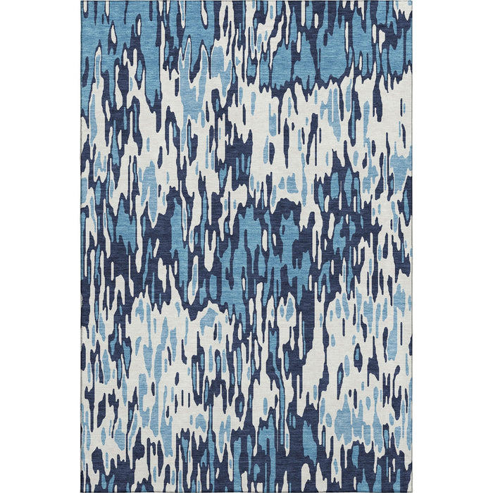 10' X 14' Striped Washable Area Rug With UV Protection (677795) - Blue / Ivory