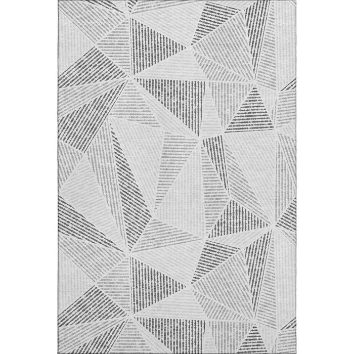 10' X 14' Geometric Washable Area Rug With UV Protection (651959) - Gray / Silver