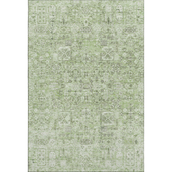 10' X 14' Floral Washable Area Rug With UV Protection (651178) - Green / Ivory
