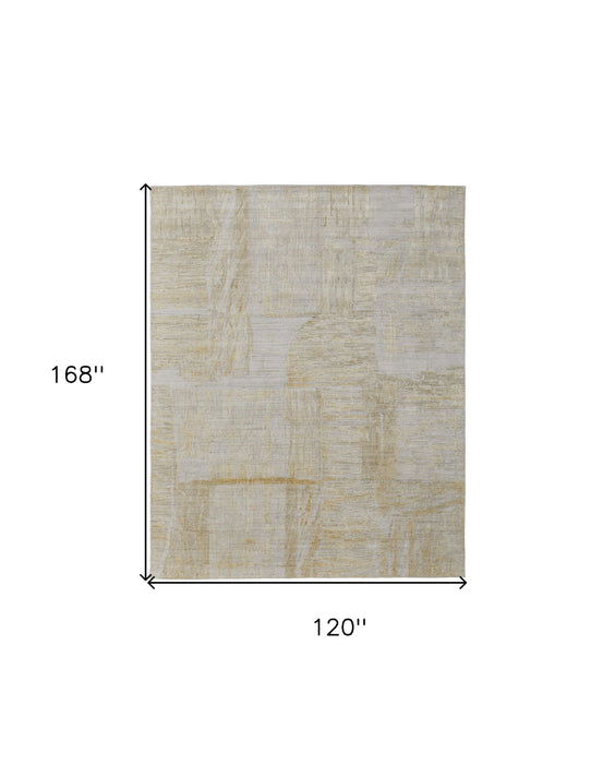 10' x 14' Abstract Hand Woven Area Rug - Ivory And Yellow