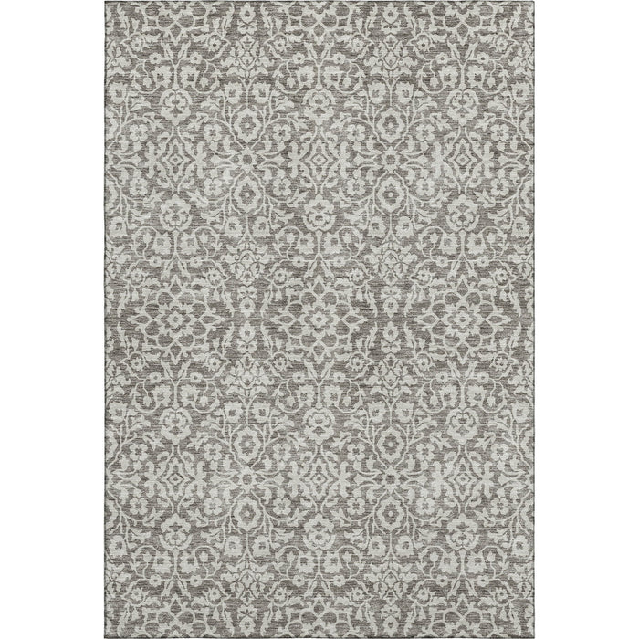 10' X 14' Damask Washable Area Rug With UV Protection (673175) - Taupe / Ivory