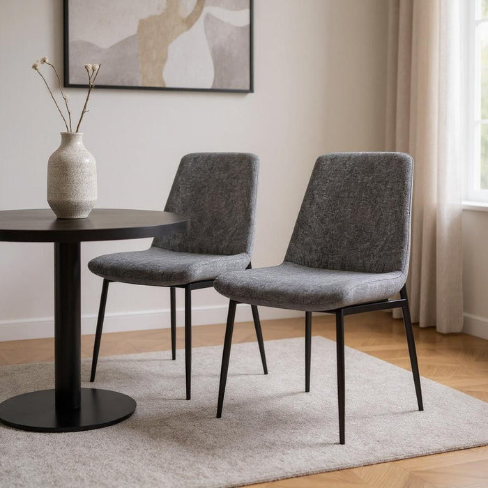 Solid Wood Dining Parsons Chairs (Set of 2) - Gray / Black