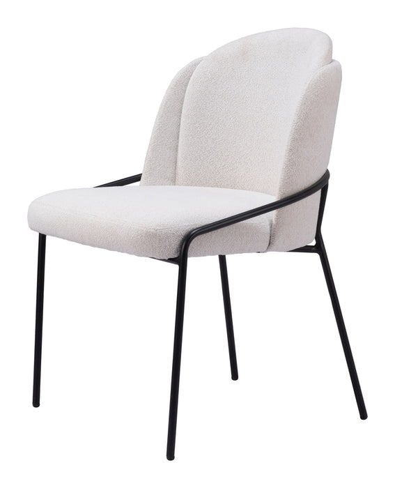 Upholstered Faux Fur Dining Side Chairs (Set of 2) - Black / Ivory