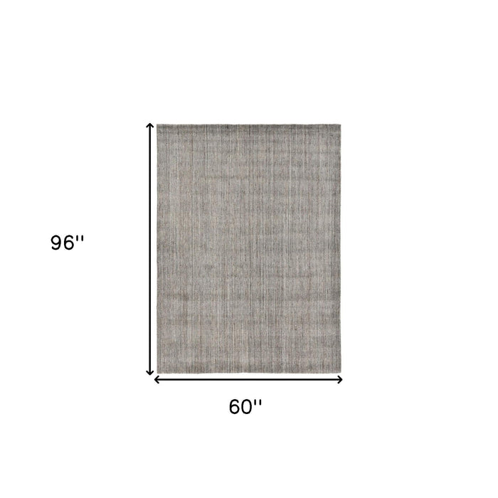 5' X 8' Wool Abstract Hand Woven Area Rug - Gray And Light