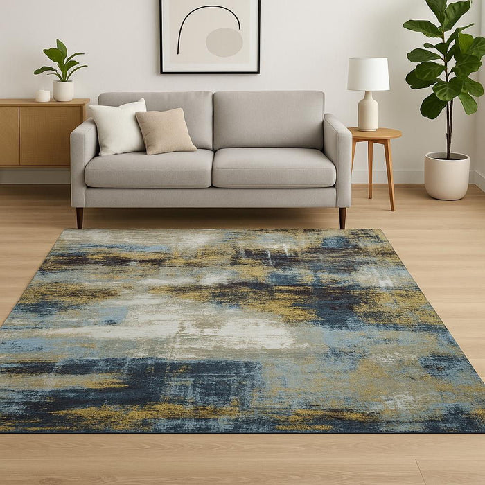 8' X 10' Abstract Hand Knotted Area Rug Genuine Wool - Blue