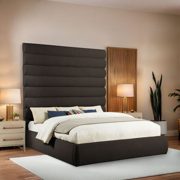 Adam - Boucle Fabric Bed With 89" Headboard