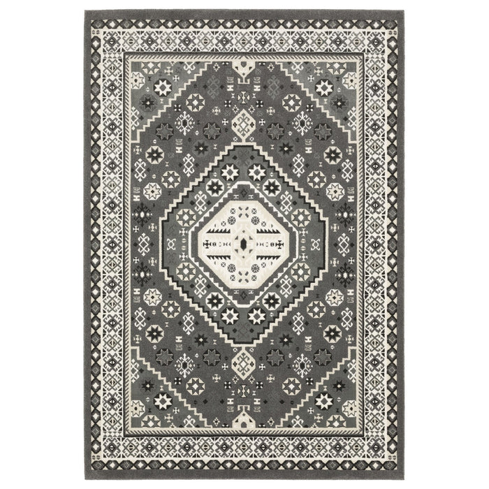 10' X 13' Medallion Area Rug - Gray And Ivory