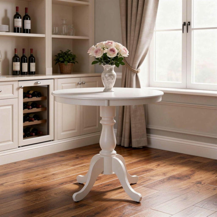 Solid Wood Rounded Bar Table - White