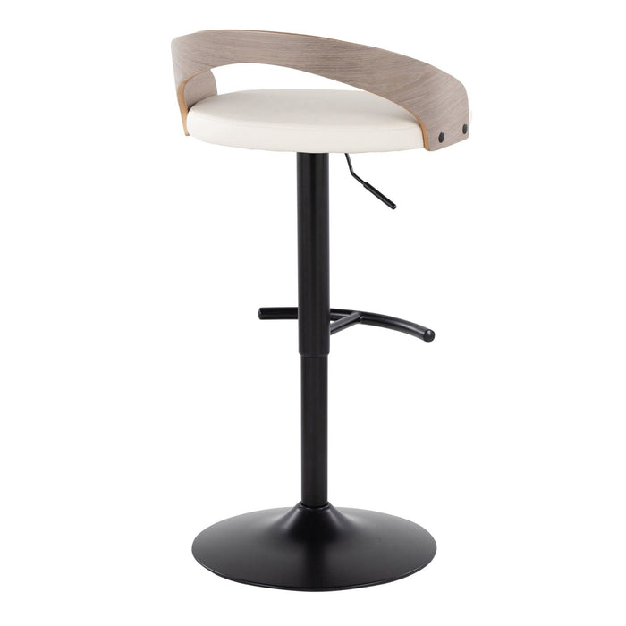 Grotto - Adjustable Barstool - Black Metal, Light Gray Wood