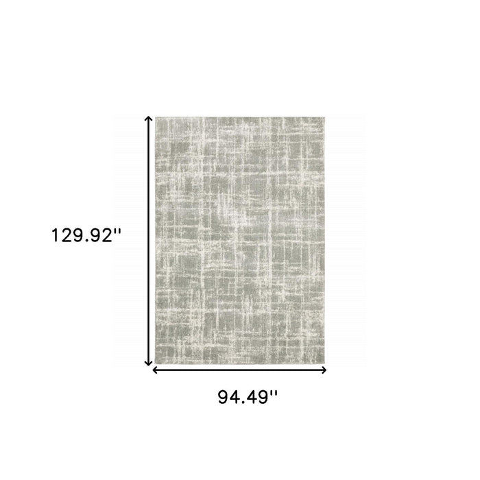 8' x 11' Abstract Shag Power Loom Stain Resistant Area Rug - Gray And Ivory