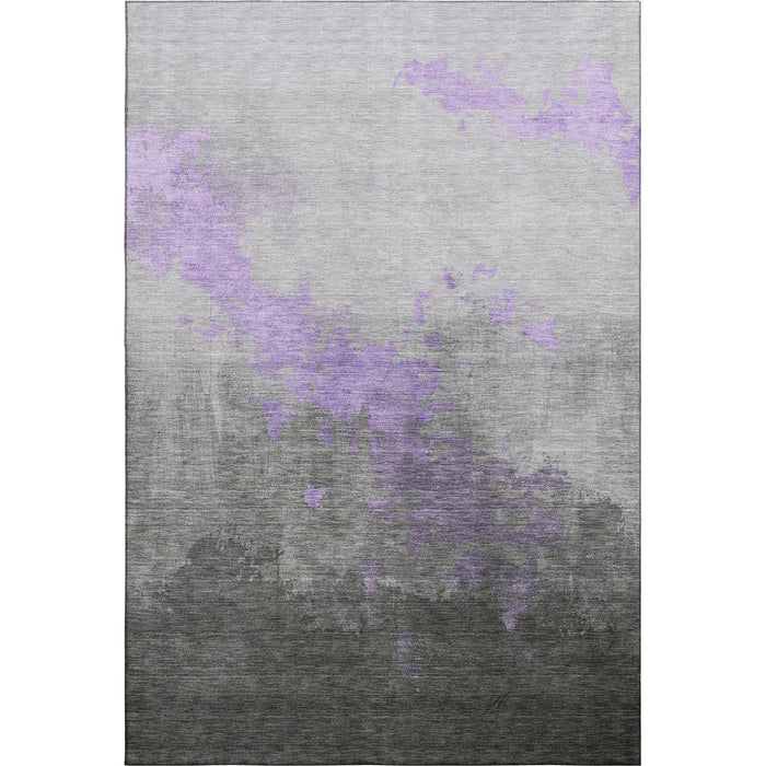 10' X 14' Abstract Washable Area Rug With UV Protection (706721) - Lavender / Gray