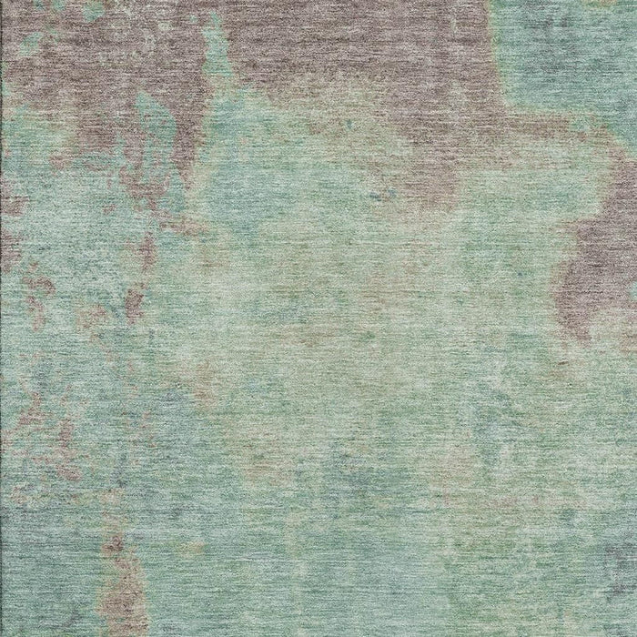 10' X 14' Abstract Washable Area Rug With UV Protection (697890) - Pale Aqua / Taupe