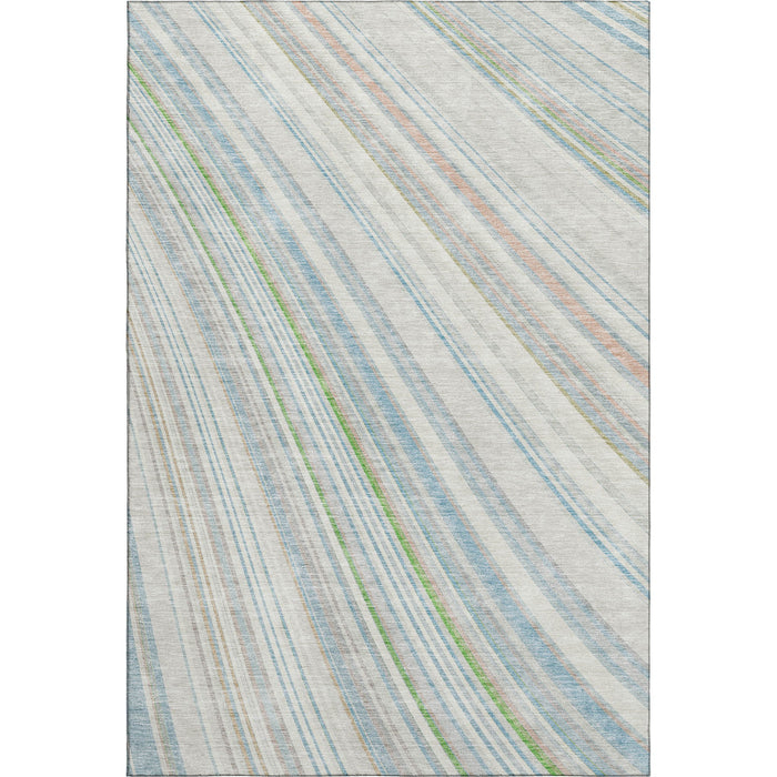 10' X 14' Striped Washable Area Rug With UV Protection (677489) - Ivory / Green / Beige