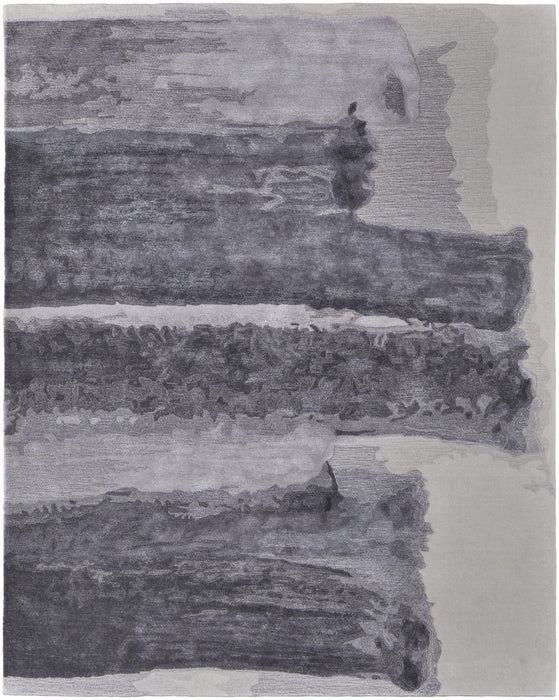 8' x 10' Abstract Hand Tufted Area Rug - Dark Gray And Ivory