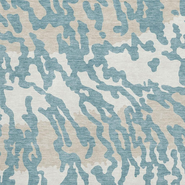 10' X 14' Animal Print Washable Area Rug With UV Protection (669492) - Teal / Ivory