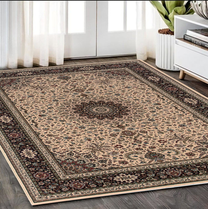 5' X 8' Oriental Area Rug - Ivory And Black