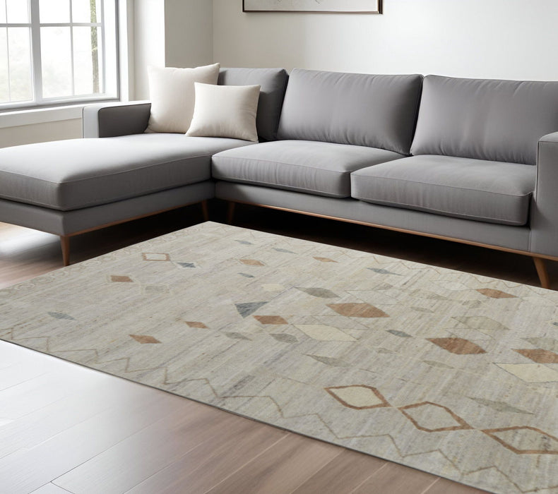 9' X 13' Moroccan Hand Knotted Area Rug - Tan