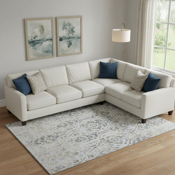 10' X 14' Floral Washable Area Rug With UV Protection (669054) - Gray / Blue