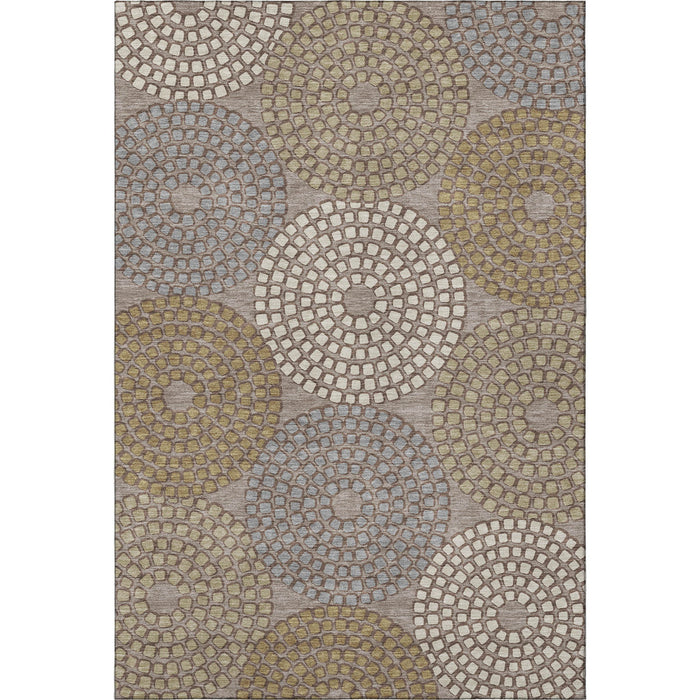 10' X 14' Geometric Washable Area Rug With UV Protection (670153) - Taupe / Beige / Gray