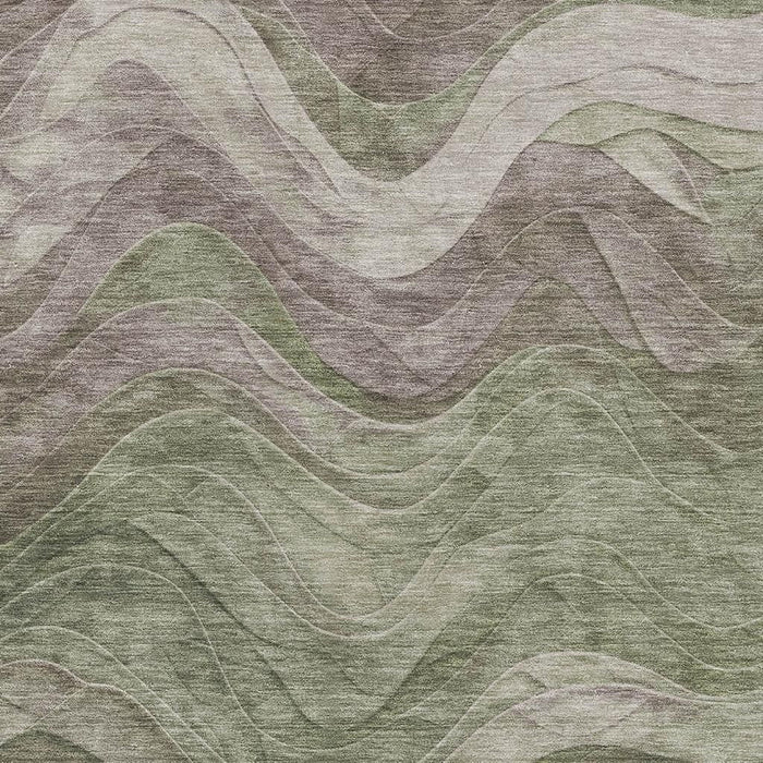 10' X 14' Abstract Washable Area Rug With UV Protection (697602) - Green / Taupe / Beige