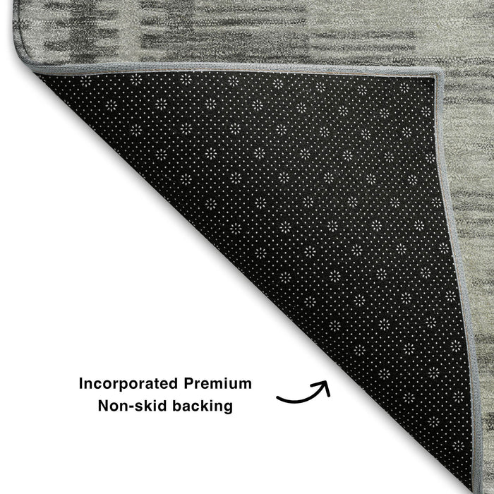 10' X 14' Geometric Washable Area Rug With UV Protection (708025) - Gray / Silver