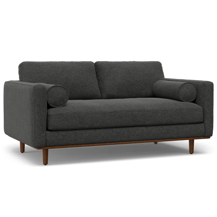 72" 2 Piece Living Room Set Fabric Sofa With Ottoman, Brown Legs - Gray