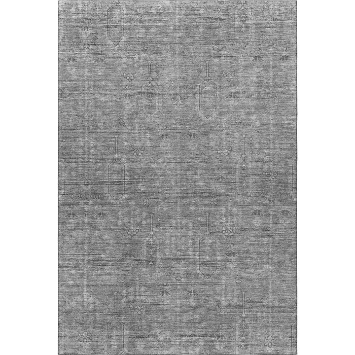 9' X 12' Southwestern Washable Area Rug With UV Protection - Gray / Silver