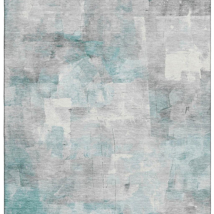 10' X 14' Abstract Washable Area Rug With UV Protection (697530) - Teal / Gray / Silver