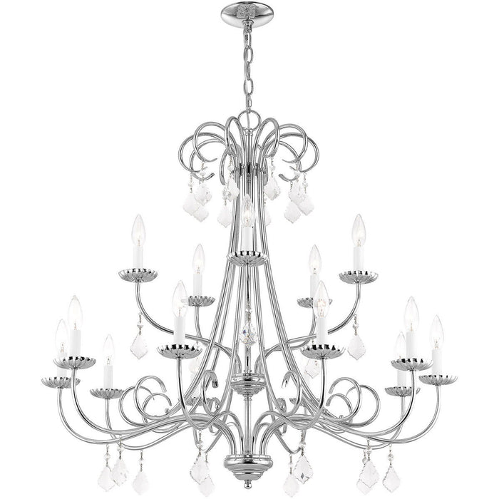 34" Multi Light Dimmable Chandelier With Shades - Silver