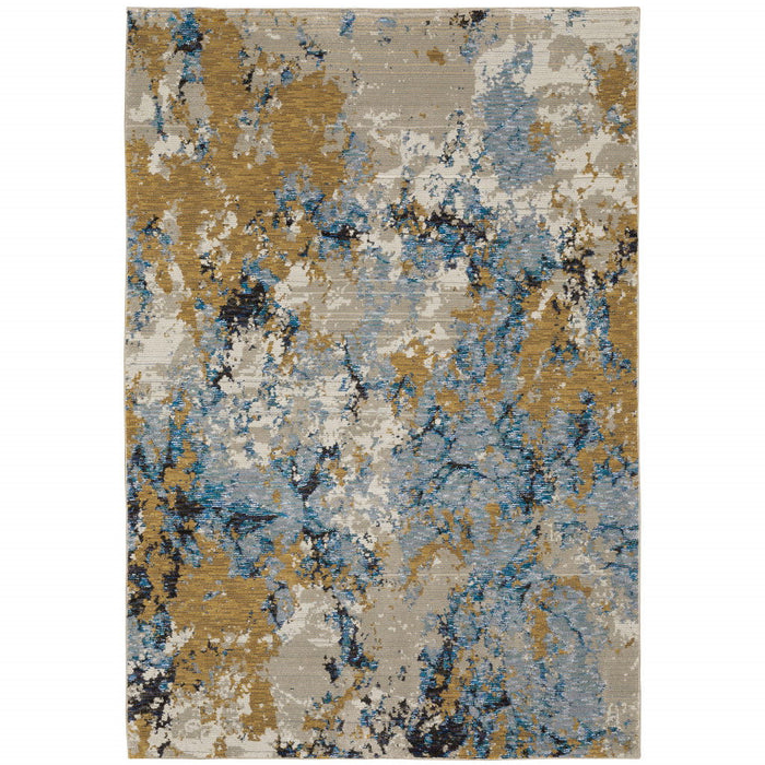 10' x 13' Abstract Power Loom Area Rug - Gray And Ivory