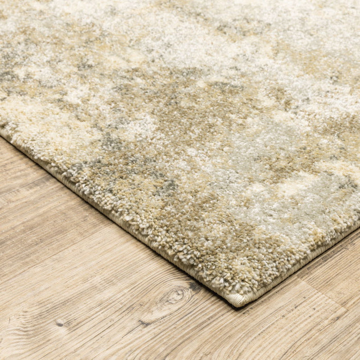 10' x 13' Abstract Power Loom Area Rug - Beige And Gold