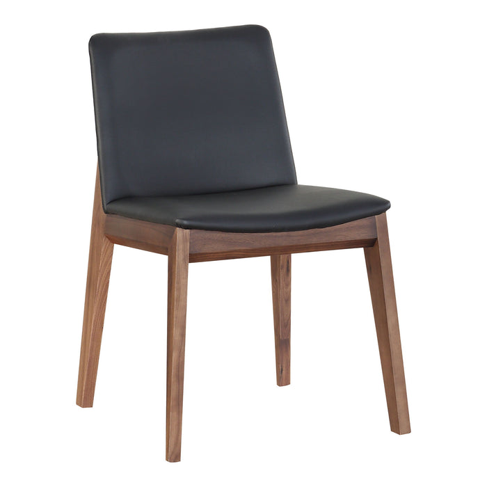 Upholstery Solid Wood Dining Side Chairs (Set of 2) - Black / Walnut