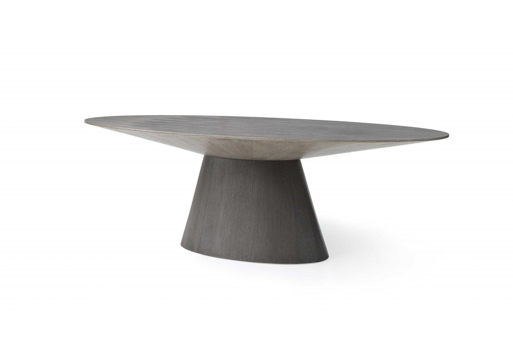 95" Rounded Solid Wood Pedestal Base Dining Table - Gray
