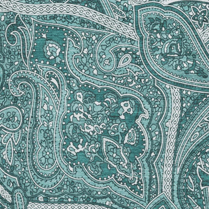 10' X 14' Paisley Washable Area Rug With UV Protection (652671) - Teal / Ivory