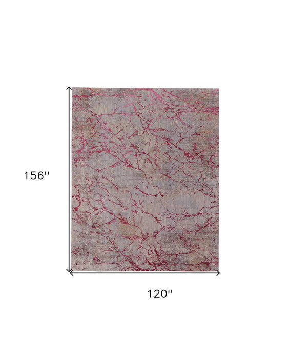10' x 13' Abstract Power Loom Area Rug - Pink Taupe And Gray
