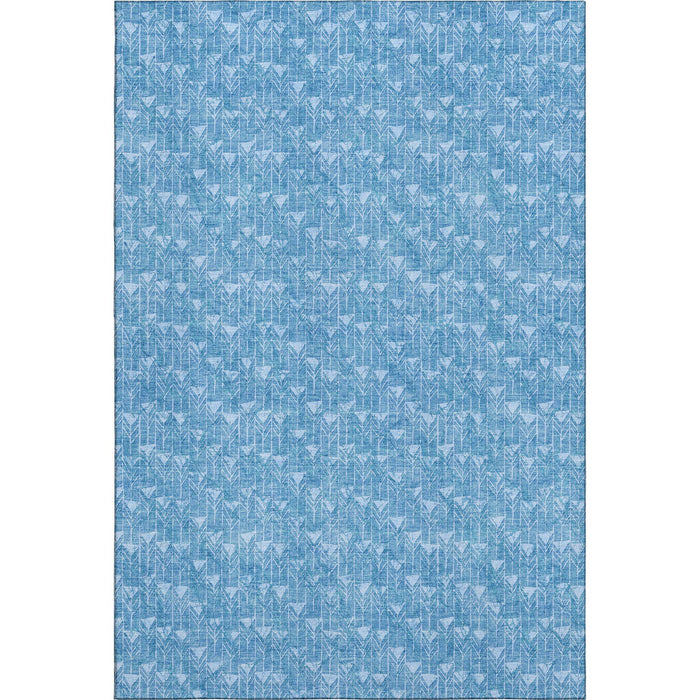 3' X 5' Geometric Washable Area Rug With UV Protection (647063) - Blue / Ivory
