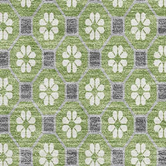 10' X 14' Geometric Washable Area Rug With UV Protection (693648) - Green / Gray / Ivory