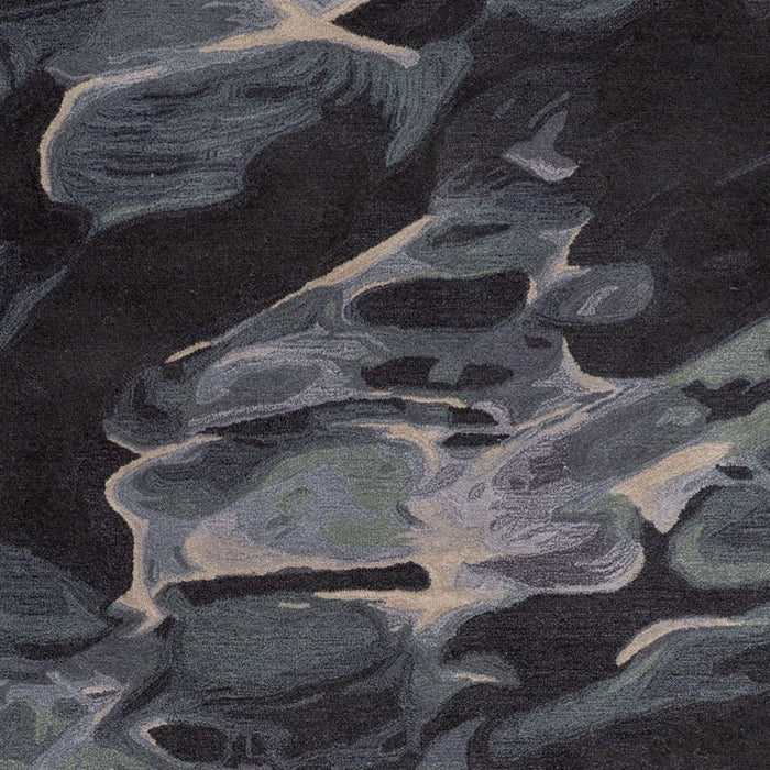 9' x 12' Wool Abstract Hand Tufted Area Rug - Blue And Black