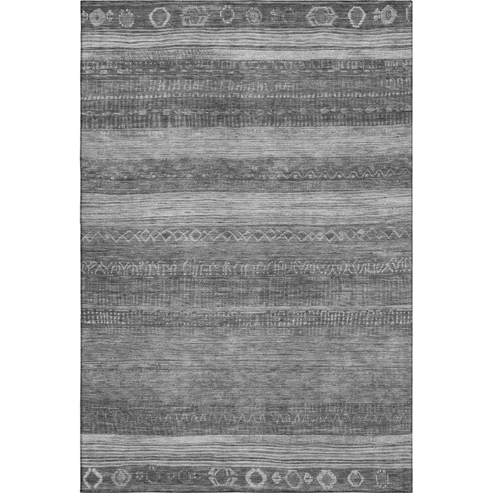 10' X 14' Geometric Washable Area Rug With UV Protection (705623) - Gray / Silver
