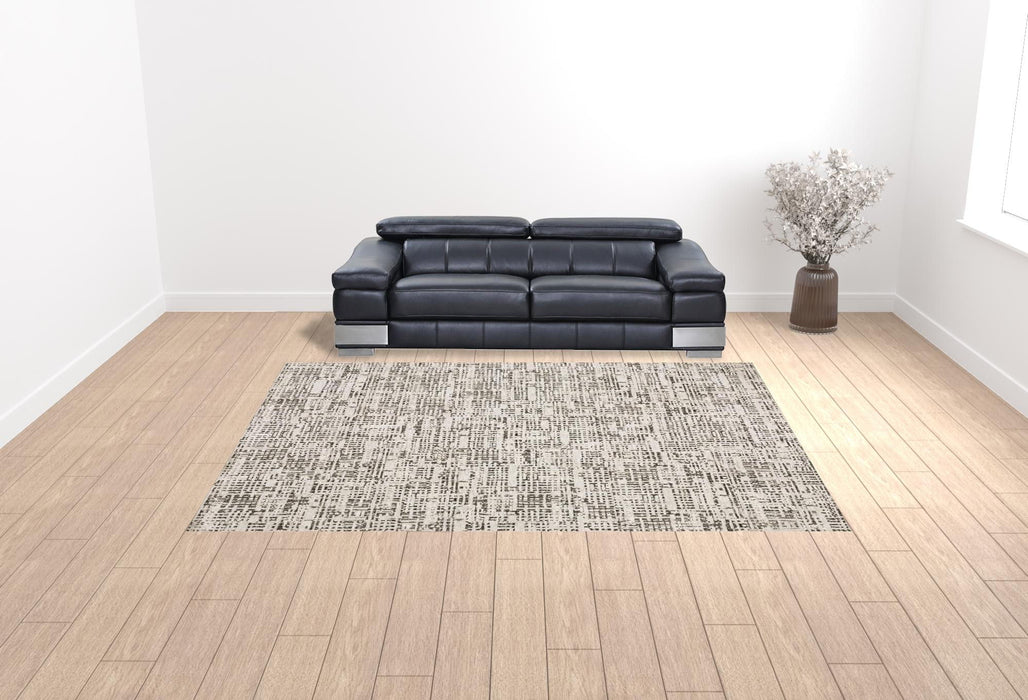 10' x 13' Abstract Power Loom Stain Resistant Area Rug - Ivory Gray Charcoal Brown And Beige